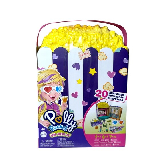 Polly Pocket Un-Box-It Popcorn Box Playset NEW 20 Surprises - Picture 1 of 4